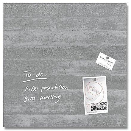 SIGEL GL168 Premium Glas-Magnettafel 48 x 48 cm Motiv Sichtbeton hochglänzend, TÜV geprüft, einfache Montage, Artverum