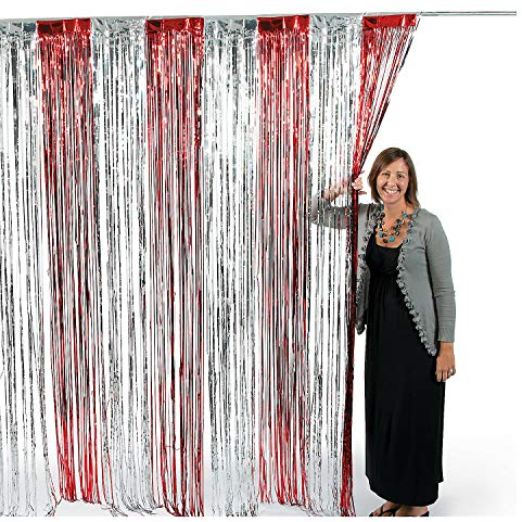 Oriental Trading Türvorhang mit Fransen, Metallic, Rot/Silber