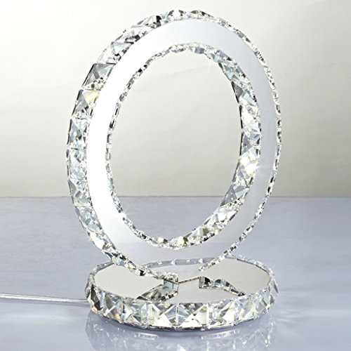 Lámpara de Mesa Creativa de Cristal y Acero Inoxidable - Estilo Moderno para Dormitorio - LED de Doble Cara (Blanco)