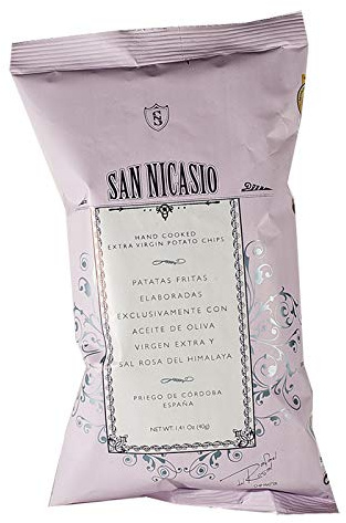 Patatas Fritas San Nicasio con AOVE y sal rosa del Himalaya caja 24 unid 40gr