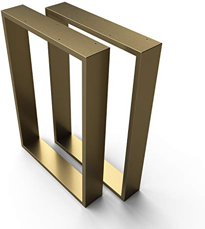 sossai® XXL Stahl Tischkufen TKK3 | Rahmenprofil: 100 mm x 20 mm | Breite 50 cm x Höhe 72 cm | Farbe: Gold-Messing | 2 Stück | Industrial Style Tischbeine, Tischgestell