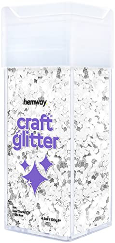 Hemway Premium Craft Glitter Shaker - White Iridescent | Super Chunky Metallic Flake Sequins for Resin & Epoxy Crafts | Craft Supplies for Festival, Tumblers, Body, Face, Eye & Nail Art | 110 g