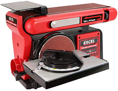 Excel Belt & Disc Sander 370W Bench Mounting Wood Working Tilt 90° Heavy Duty