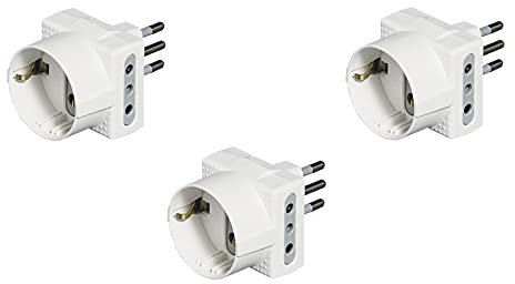 BTicino S3610DKIT Set 3 Adattatori Tris Prese Multiple a 3 Posti, ognuno con 1 Presa Schuko polivalente standard tedesco e 2 Prese piccole 10A, 1500 W, 250 V, colore antracite, venduti in blister