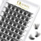 QUEWEL Cils Volume Cluster Cluster Faux-Dils Individuels Lashes Mega Russe Volume Cils Individuel DIY Extensions de Cils (mega-D-16mm)…