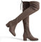 DREAM PAIRS Damen Overknees Schnürstiefel Langer Schaft Wildleder Warme Kniehohe Stiefel mit 5,6 cm Blockabsatz,Size 40,Khaki/Wildleder,LAURENCE-E