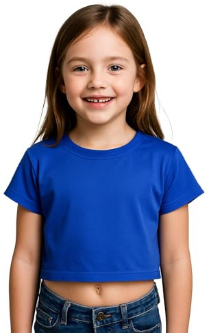 A2Z 4 Kids Girls Crop Top Plain T Shirt Casual Summer Outfit Set | Soft Comfortable Cotton Crop Top for Everyday Summer Wear Ages 5-13