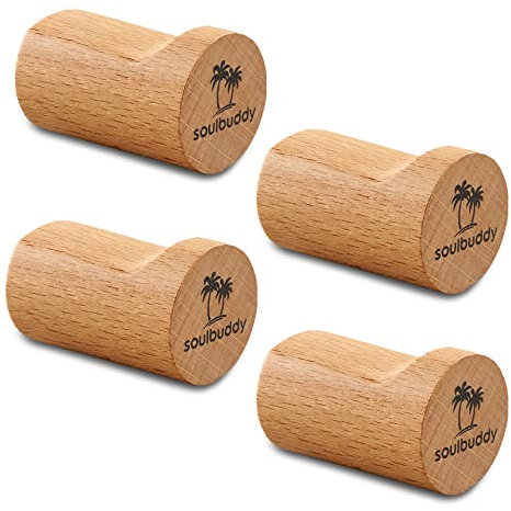 Soulbuddy Cap Haken 4er-Set - Kleiderhaken - Kappenhalter - Buche