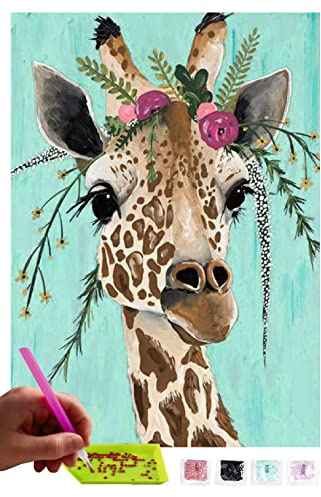 MISHBAY Diamond Painting Erwachsene Set Tiere - 30x40cm Giraffe - Diamant Painting Entspannendes DIY Komplettset für Frauen & Anfänger - Kreatives Hobby für Ruhige Auszeite