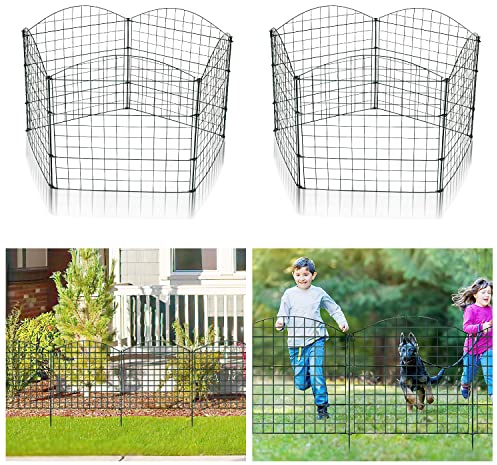 Izrielar Lot complet de 22 clôtures d'étang en métal - 10 éléments de clôture, 12 barres de fixation (arche supérieure) - Clôture pour chien - Longueur : 7,5 m - Clôture en métal vert