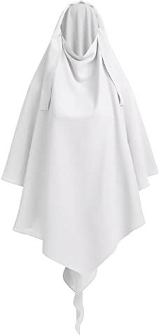 OBEEII Khimar-Hijab für Damen, Hijab Zum Überziehen mit hohem Jilbab für muslimische Dubai Naher Osten Damen Muslim Premium Chiffon Kopftuch Schal Weiß Einheitsgröße