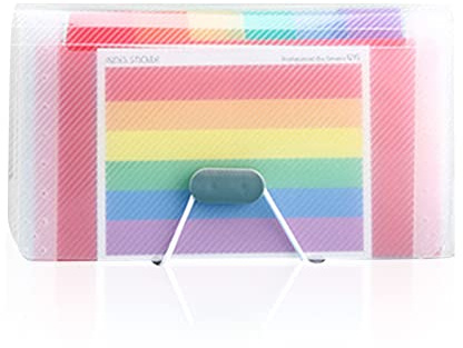 1 Pack Expanding File Folder, A6 Size 13 Pockets Portable Accordion Folder Expandable File Rainbow Document Organiser Expanding Ticket Folders Plastic Bills Storage Box