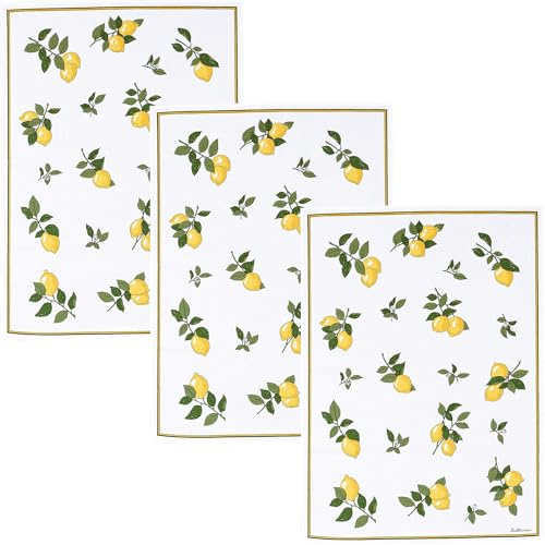 Kracht Geschirrtuch Zitronen 3er-Pack Halbleinen gelb-grün Größe 50x70 cm