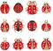 OLYCRAFT 12 Pcs Coccinelle Broche Broche Doré Rouge Alliage Insectes Broches avec Strass Émail Cristal Animal Broches Pins Badges pour Sac à Dos Vêtements Chapeau Accessoires - 12Styles