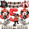 Piraten Geburtstag Deko Set,5 Jahre Kindergeburtstag Piraten Deko,Pirat Folienballon 5 mit Happy Birthday Banner und Tortendeko für Junge Mädchen Geburtstag Halloween