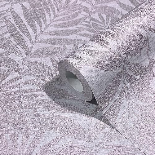 marburg Tapete Grau Lila Blätter Jungle Palmen Muster Floral Natur für Wohnzimmer Schlafzimmer oder Küche 100% Made in Germany 10,05 x 0,53m