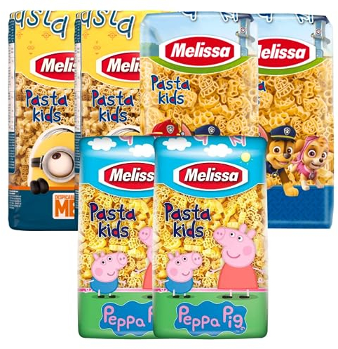Probierpaket Pasta Kids Minions, Peppa Pig, Paw Patrol (6x500g) Melissa + GRATIS Araxxon Olivenöl aus Sparta (20ml)