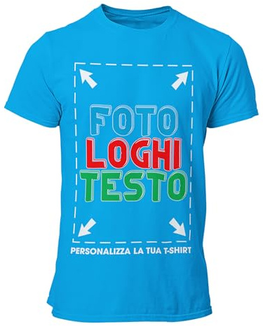 fashwork Maglietta Personalizzata Uomo Donna, T-Shirt Personalizzabile con Stampa Foto, Scritta o Logo Fronte Retro, Maglia Manica Corta in 100% Cotone per Regali Personalizzati