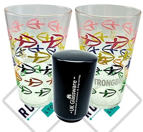 Roxley Strongbow M23 Pint Glasses X2 Glasses | 56cl Glasses | Also Comes with Branded Bottle Opener