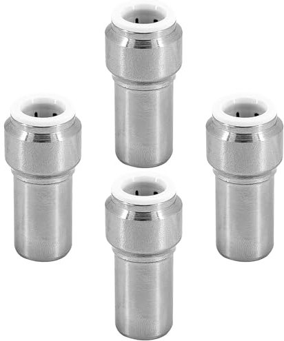 SPARES2GO Radiator Valve 15mm x 10mm Pushfit Chrome Speed Fit Reducing Straight Compression Stem (Pack of 4)