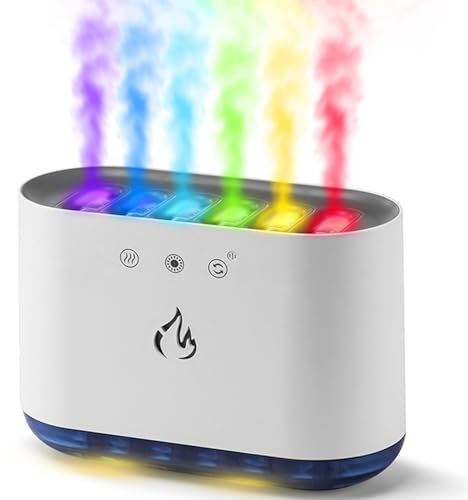 CLIUNT 900ML Aroma Diffuser,Ätherische Öle Aromatherapie Diffusor,Flame Diffuser Luftbefeuchter, mit farbenfrohem Ambiente-Licht,Zeitschaltfunktion,Type-C Ladeanschluss,für Wohnzimmer,Yoga,Büro