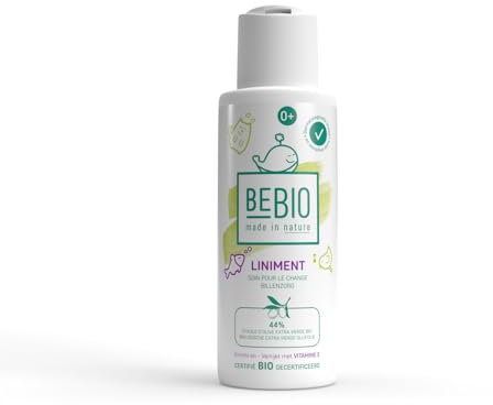 BEBIO Liniment pour bébé - Soin pour le change - 44% d'huile d'olive extra vierge BIO - Format voyage - 100 ml