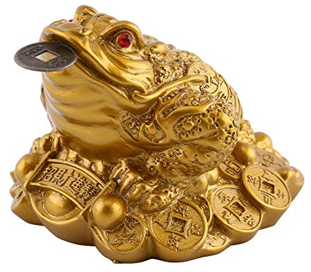 Emoshayoga Feng Shui cinese Ricchezza Moneta Fortunata Rana dei Soldi Rospo Dorato Attrattore di Ricchezza Feng Shui Ricchezza Rana dei Soldi Fortunati Rospo Decorazione Dell'ufficio Domestico
