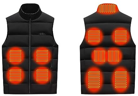 Beheizte Weste für Herren Damen, Leichte Outdoor Heizweste 3 Temperaturkontrolle 11 Heizzonen Beheizbare Jacke Wärmeweste Waschbarer Joggen, Campen, Skifahren, Angeln (Batterie Nicht inbegriffen)