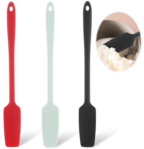 3 Pack Silikonspatel, Einteiliges Backspatel-Set, Kleiner Tortenspatel Spatel Ölpinsel Teigschaber Silicon Teigschaber Klein, Restelöffel Silikon, Silikon Spatel Küche Teigschaber Schmal