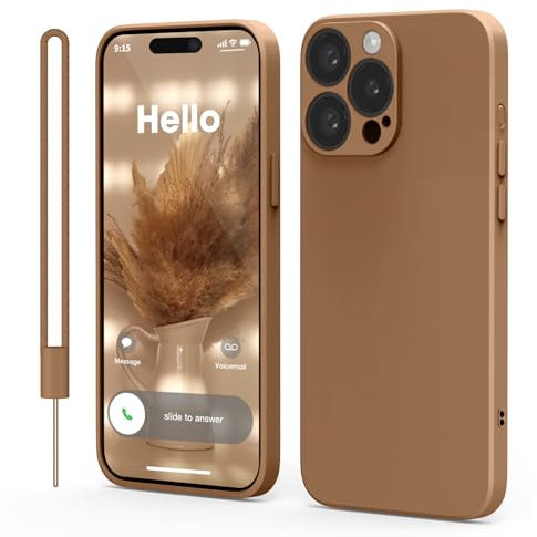 Andwing für iPhone 15 Pro Hülle [Rot] – Premium Silikon-Hülle mit Rundumschutz, Kratzfester Mikrofaser-Innenfutter & Kameralensenschutz-Braun