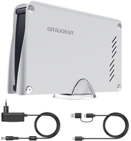GRAUGEAR 4TB Externe Festplatte im Aluminiumgehäuse, Ideal für PS5, PS5 Slim & PS4, 3,5 HDD, Formatiert für PS5/PS4, für Gaming und Speicherplatz