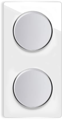 OneKeyElectro 2x Lichtschalter 1fach + Glas-Abdeckrahmen 2fach senkrecht, Komplette Schaltlösung, Schalter-Set, rund, Unterputz, Schutzart IP20, 230V/16A - weiß