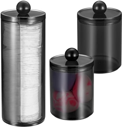 3 Pz Porta Cotton Fioc per Bagno, Scatola Porta Dischetti Struccanti, Contenitore Cotton Fioc per Organizzare Bagno Cosmetici Camera da Letto Batuffoli di Cotone Dischetti di Cotone Trucchi - Nero