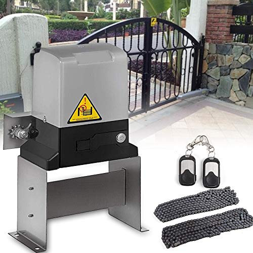 Motor Puerta Corredera, 200W Motores para Puertas Correderas con 2 Control Remoto/ 2x10ft Cadena, 16Nm, Final de Carrera Magnético, 600KG Motor para Puerta Corredera para Puerta de Jardín, Garaje
