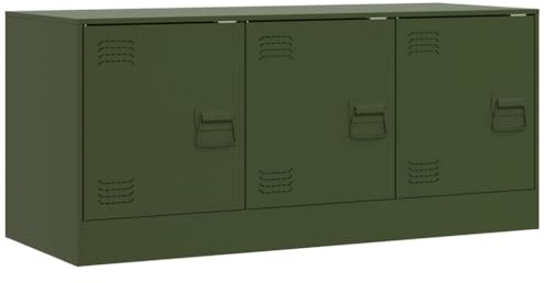 Gecheer TV Stands TV Table Metal TV Cabinet with with Door Entertainment Media Center Console Unit Olive Green 99x39x44 cm Steel