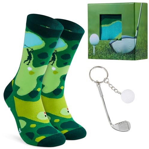 CityComfort Coffret Cadeau Golf pour Homme, Chaussettes avec Porte-clés Club et Balle de Golf - Cadeau Homme