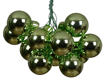 Kaemingk Bolas de Navidad en cristal de alambre, 2 cm x 12 unidades de bayas espejadas brillantes – pequeñas bolas decorativas – Decoración para árbol de Navidad y decoración de Navidad – té verde