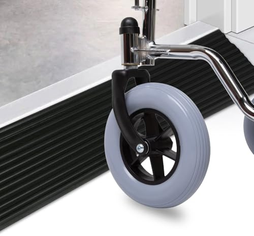 Ausgleichsprofil, Übergangsprofil Silikon Türschwellenrampe Selbstklebend, 1.8m Selbstklebende rutschfeste Mobilitätsrollerrampen für Türöffnungen Badezimmer(Black, 1m)