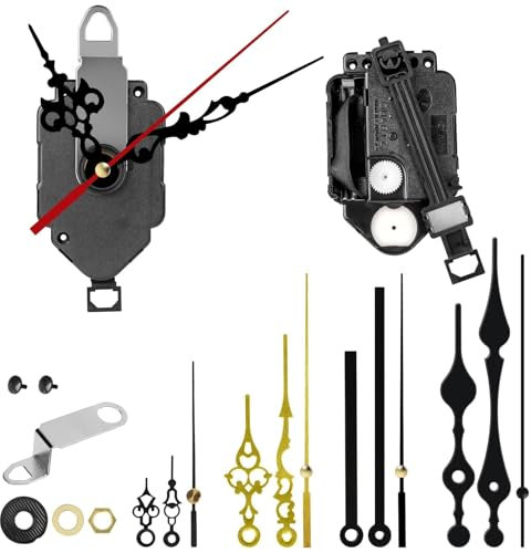 EEEKit Pendel Uhrwerk für Wanduhr, Quarz Uhrwerke Mechanismen für Pendeluhr, 2 Stück Uhrmotoren Ersatz mit 5 Sets Zeigern für DIY Uhrwerke Reparatur