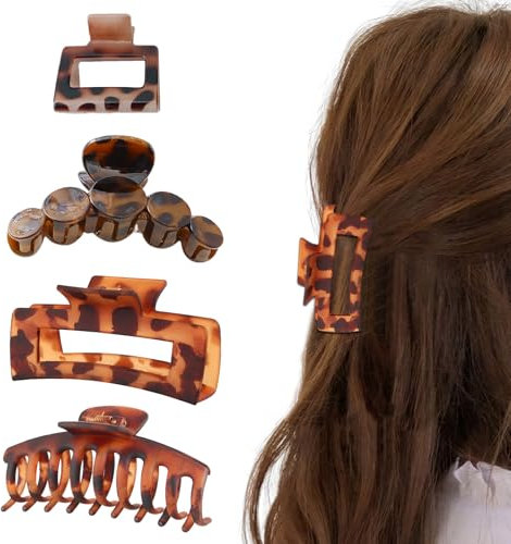 LDBKLGHJ Conjunto de Pinzas para el Pelo de Mujer - 4 Tamaños Diferentes de Pinzas de Pelo Estilo Leopardo - Grosse Pince Cheveux & Pinza Pelo Grande