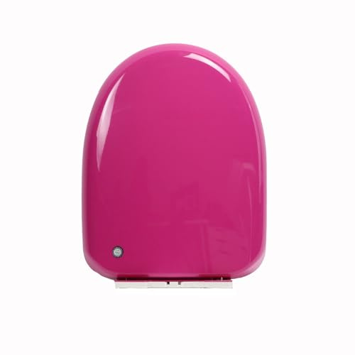 Brigtviee Tapa de Inodoro Alargado, Asiento de Inodoro Universal Ovalado, Tapa de WC de Cierre Suave,Tapa De Inodoro De PP De Color Tipo U,Liberación Rápida con Un Solo Botón,Rose Red