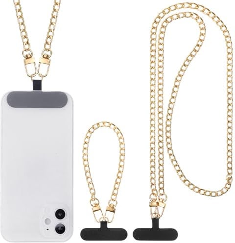 Auiremrti Lot de 2 cordons tour de cou pour téléphone portable - En métal - Avec 4 pinces universelles - Pour téléphone portable