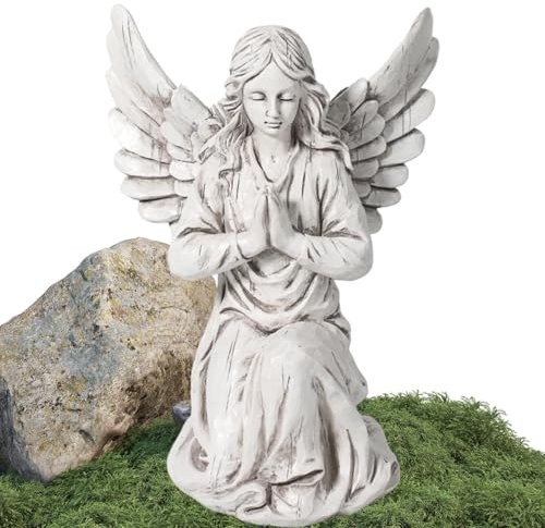 Ruwshuuk Statue d'ange de Jardin, Statues d'ange pour Jardin - Statue d'ailes d'ange d'extérieur en résine - Sculptures d'anges d'europe du Nord, Sculpture Religieuse pour extérieur, Cour, Patio,