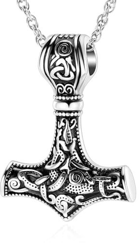 Collana Martello Thor, Collana Martello di Thor in Acciaio, Vichinga Mjolnir Ciondolo, Collana Uomo Martello di Thor, Collana Acciaio Inossidabile Vichingo, Regalo Vichingo per Uomo