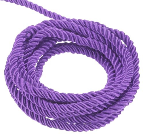 QUARKZMAN Corda Intrecciata in Poliestere, 5 Iarde 3mm 3-Fili Corda Intrecciata Brillante per Tende da Esterno per Borse Regalo Decorativa di Natale, Viola Profondo - 5M