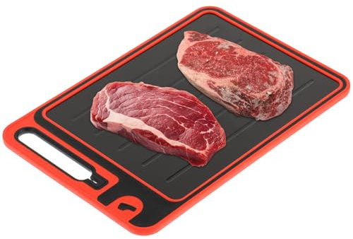 Sibosen 4 in 1 Large Defrosting Board, Defrosting Tray for Frozen Meat with Cutting Board Knife Sharpener,Garlic Grater, Fast Self Thawing of Frozen Food Meat 37 * 25cm