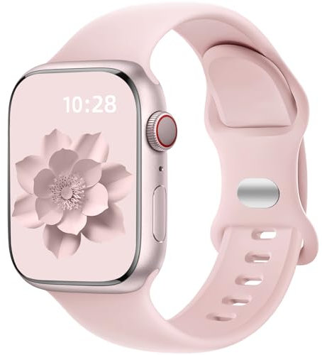 Dirrelo Compatibile con Cinturino Apple Watch SE 44mm 45mm 46mm 42mm 49mm Uomo Donna - Sportivo Silicone Durevole Morbido di Ricambio per iWatch Series 10 9 8 7 6 5 4 3 2 1 Ultra 2, Rosa Perlato