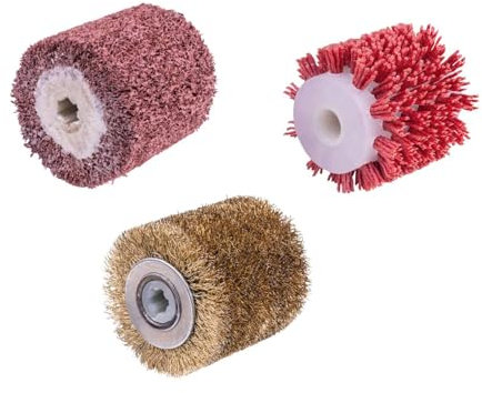 Scheppach Set di 3 spazzole abrasive, spazzola in filo di ottone, spazzola in fibra sintetica e spazzola in filo di nylon, diametro esterno 60/13 mm, adatta per smerigliatrici da ristrutturazione