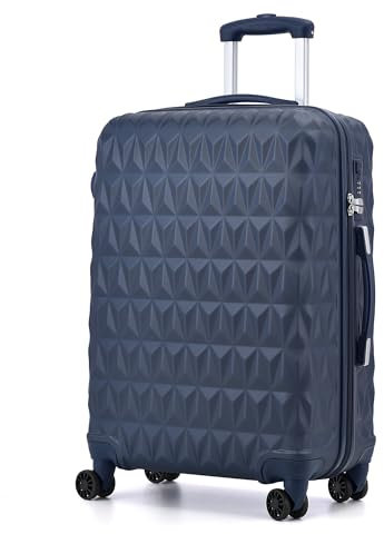 RMW Suitcase Large Hard Shell | Trolley Suitcases | 3 Digit Combination Lock| 4 Dual Spinner Wheels | Lightweight | Hold Check in Luggage | Aluminum Telescopic Handle (Navy, Medium 24)