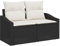 vidaXL Zeitgenössisches Zweisitzer-Outdoorsofa mit Stauraum Schwarz und Creme Wetterfeste Kissen UV Rattan Moderne Garten Sitzgelegenheit für Patios Balkone Patio Möbel Poly Polsterbank